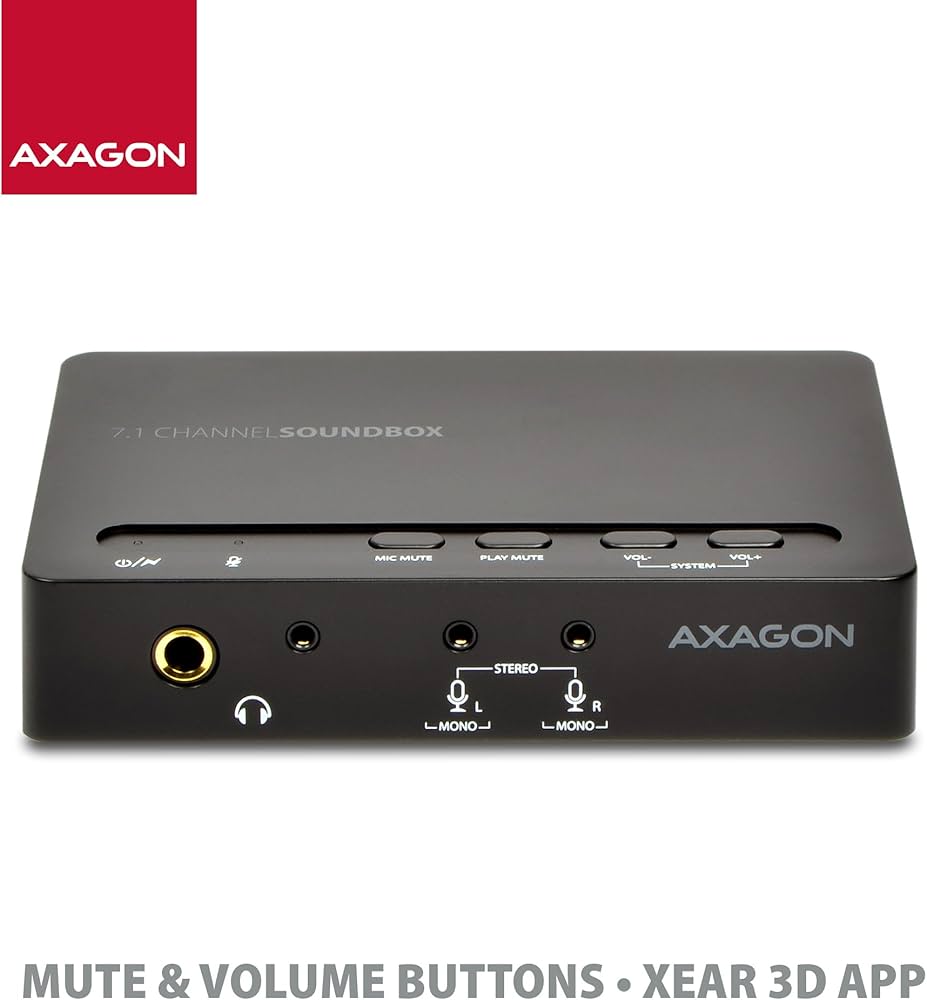 AXAGON ECO ADA-71 - USB 7.1 Sound Box External Sound Card, Black